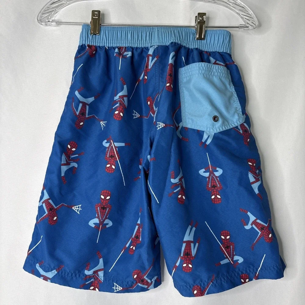 Hanna Andersson Spider-Man Boys Swim Trunks Sz 140 / 10 Marvel Blue Bathing Suit